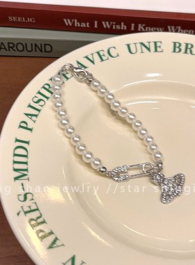 西太后土星珍珠手链轻奢小众高级感串珠手串精致微镶锆石手镯饰品