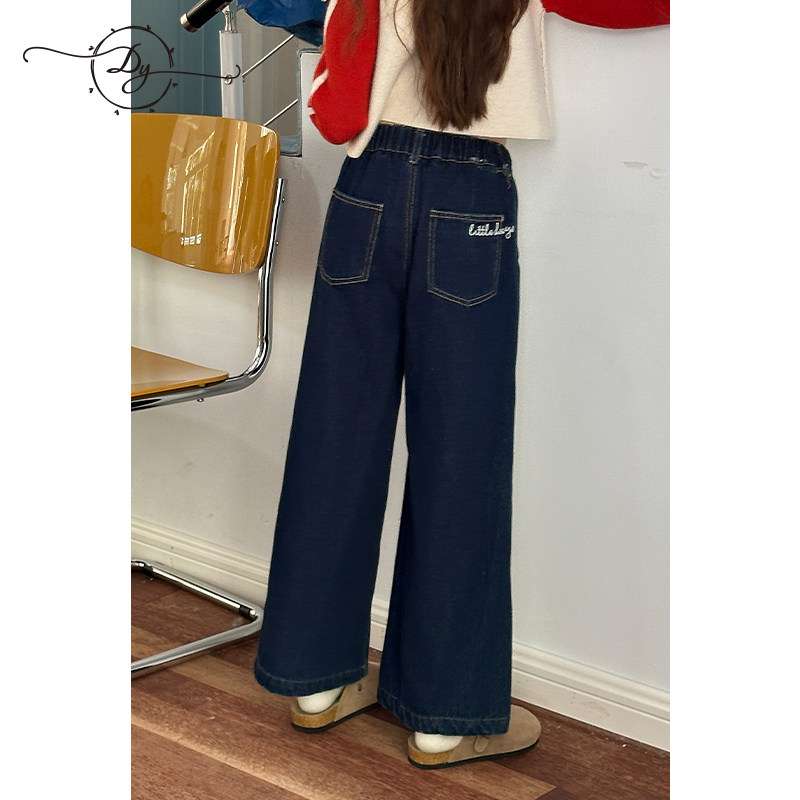 小叮尤尤女童牛仔裤2025秋季新款中大童经典宽松儿童百搭阔腿裤,淘宝优惠券,粉丝福利购,淘宝优惠卷