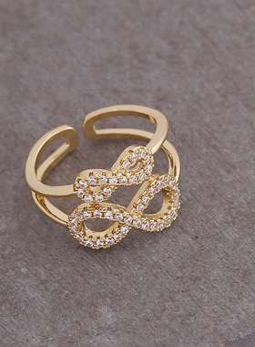 Jewelry 18K Gold Full Diamond Zircon Ring Personality tendy