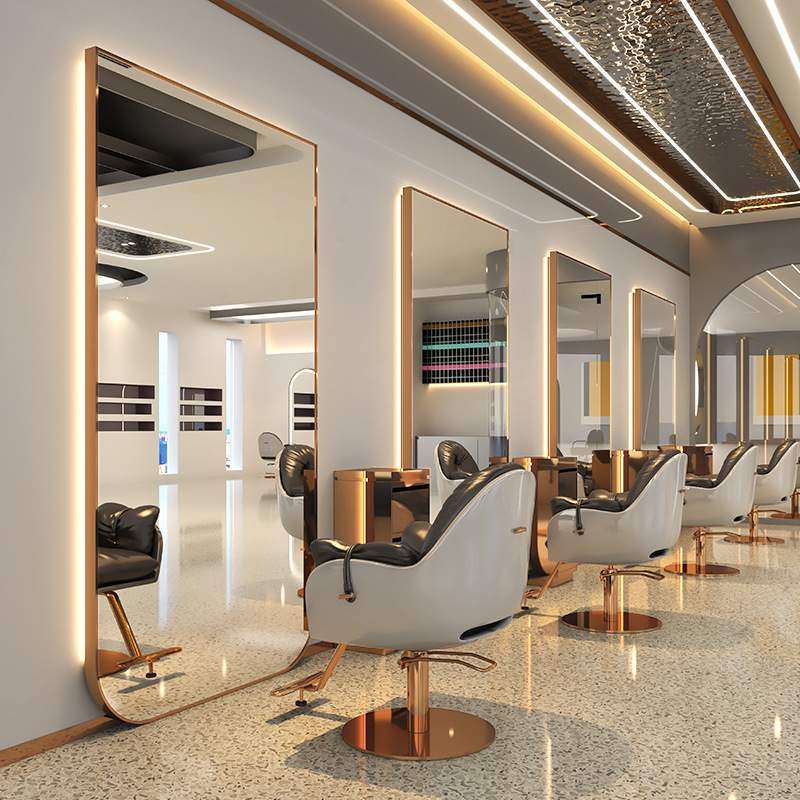 理发店镜台美发镜带灯发廊专用落地靠墙美发镜子美发店单面剪发镜,淘宝优惠券,粉丝福利购,淘宝优惠卷