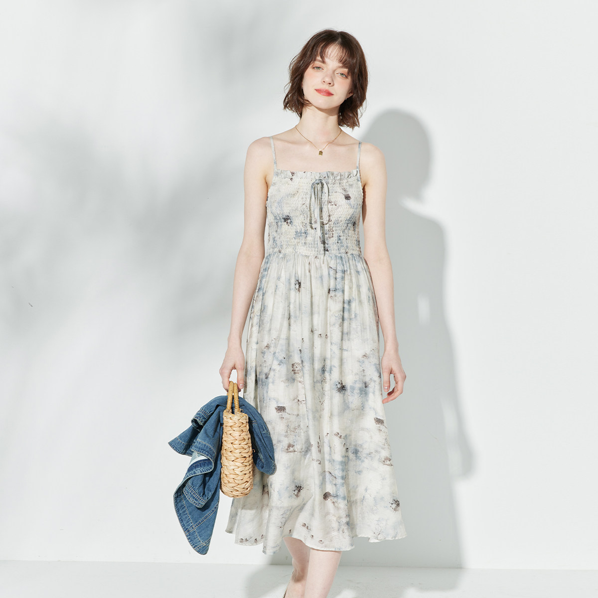 纳纹2025季新秋冬款东方新中式国风水墨印花设计吊带连衣裙套装女,淘宝优惠券,粉丝福利购,淘宝优惠卷