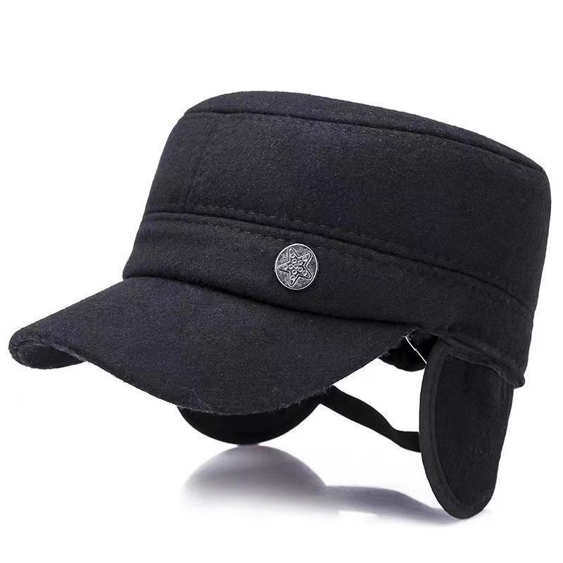 帽子男秋冬天爸爸毛呢加厚爷爷老头保暖帽中老年人平顶护耳鸭舌帽,淘宝优惠券,粉丝福利购,淘宝优惠卷