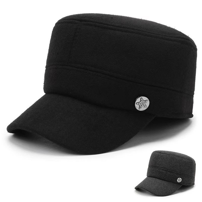 帽子男秋冬天爸爸毛呢加厚爷爷老头保暖帽中老年人平顶护耳鸭舌帽,淘宝优惠券,粉丝福利购,淘宝优惠卷