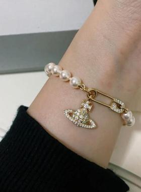 别针珍珠手链土星回形针手饰施家珍珠手链博主种草