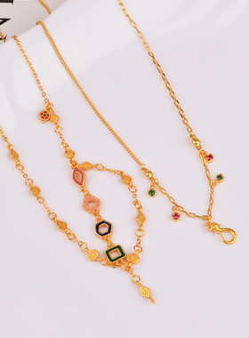 IOEKO黄铜沙金锁骨链女