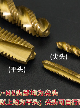 先端镀钛机用丝锥M6螺旋盲孔通孔丝攻手动攻牙钻头m2m3m4粗牙攻丝