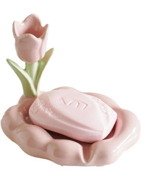 郁金香陶瓷肥h皂盒免打孔沥水宿舍家用香皂碟家居装饰品摆件