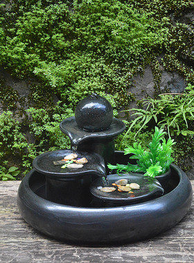 陶瓷喷泉流水工艺品摆设新房客厅家居G水景加湿器装饰礼品创意摆