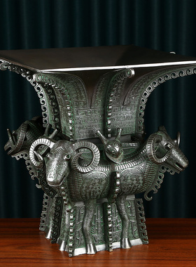 纯铜四羊方尊摆件k青铜鼎仿古青铜器中式办公室客厅开业乔迁礼品