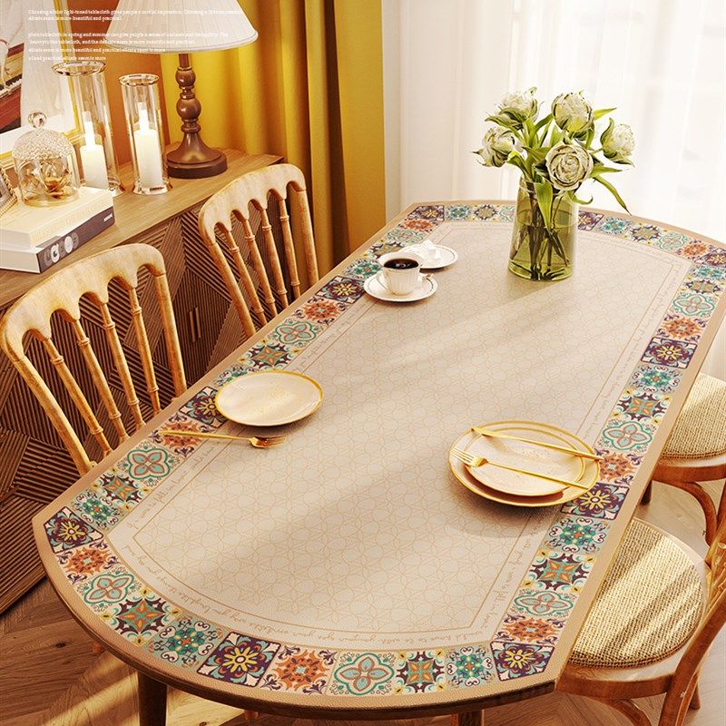 美式复古高级感椭圆形桌布可折叠伸缩防水M防油防烫免洗茶几餐桌,淘宝优惠券,粉丝福利购,淘宝优惠卷
