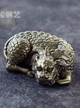 黄铜貔貅摆件黄铜麒麟摆饰客厅桌面茶宠茶几镇纸手把件工艺品