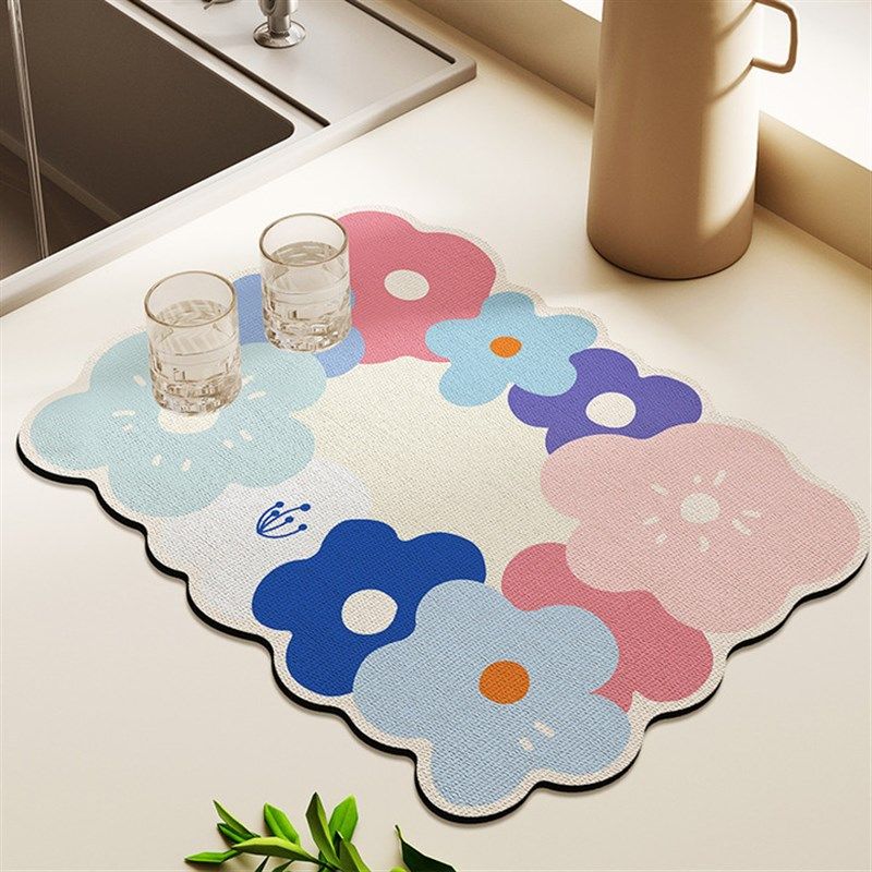 奶油风厨房沥水垫台面矽藻泥异形吸水凉垫洗手台吸油免洗碗盘水池,淘宝优惠券,粉丝福利购,淘宝优惠卷