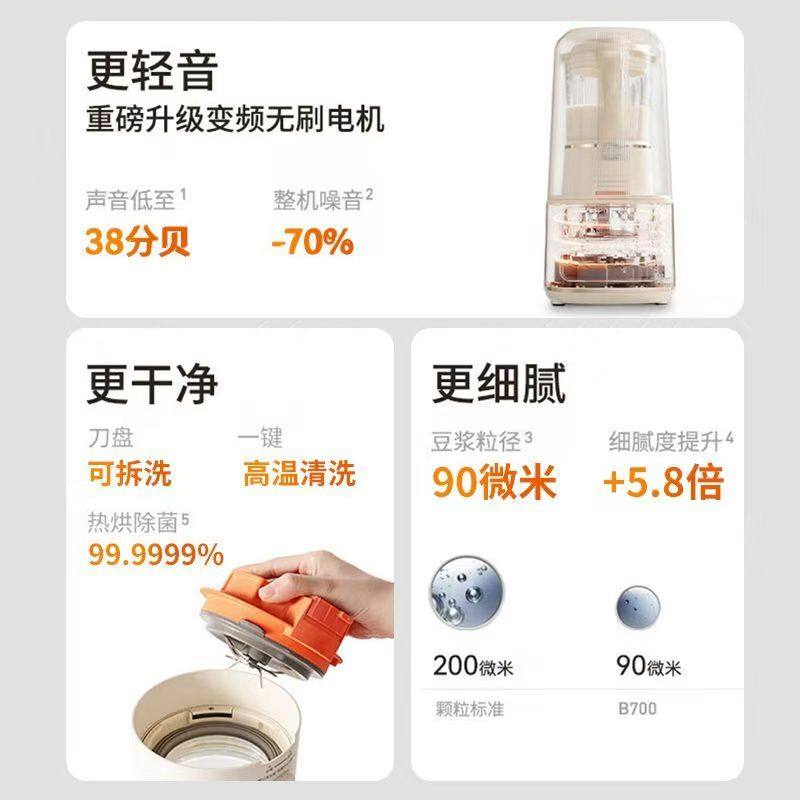 九阳破壁机家用豆浆机隔音罩轻音五谷杂粮辅食变频无刷料理机B700,淘宝优惠券,粉丝福利购,淘宝优惠卷
