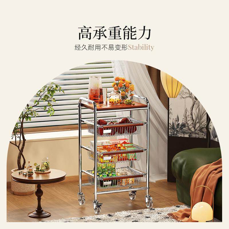 304不锈钢餐边小推车茶几可移动抽拉式中古零食置物架多层收纳架,淘宝优惠券,粉丝福利购,淘宝优惠卷