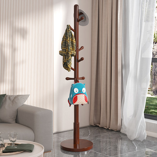 加粗实木衣帽架落地卧室挂衣架家用立式挂衣杆简易加厚收纳置物架 - 图2