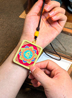 阿弥陀佛（狗猪)唐卡手绘diy吊坠项链西藏手绘手工成人礼物车挂件