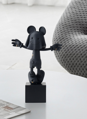 现代简约儿童房黑色卡通人物摆件家居客厅摆设别墅样板间软装饰品