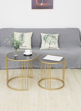 北欧轻奢风大理石圆形茶几家居卧室组合后现代简约客厅小户型边几