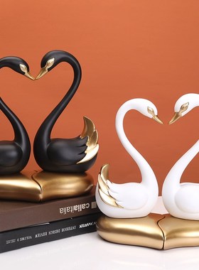 爱心情侣天鹅摆件家居卧室房间装饰品创意小摆设简约现代结婚礼品