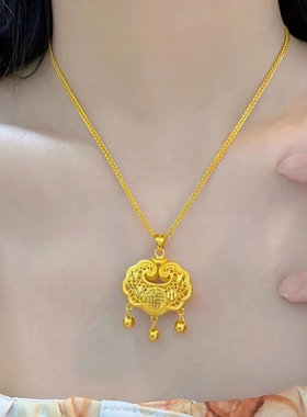 合金长命锁宝宝金饰 婴儿满月小金锁挂坠金锁儿童吊坠合金