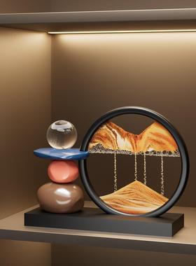 时来运转流沙画摆件客厅玄关电视柜酒柜轻奢高档高级装饰品办公室