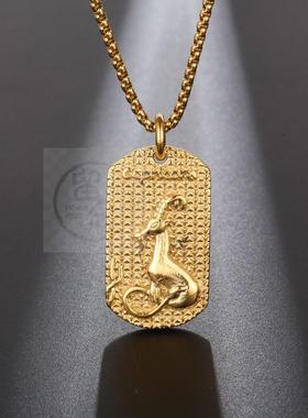 。Fashion Aries constellation Necklace mens titanium steel