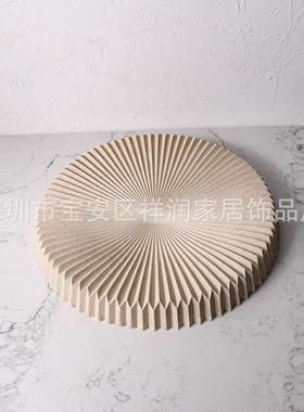 现代轻奢抽象肌理仿石托盘工艺品陈列家居玄关样板房软装饰品摆件