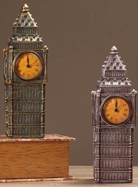 l创复古个性钟表座钟件 欧摆式大本钟客厅视柜办公意室时钟电