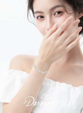DVNRR 冰蓝紫藤花 原创设计 韩系镶钻温柔清冷风氛围感闺蜜手链