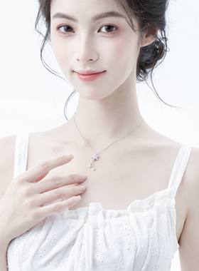 DVNRR雪花轻奢设计满钻流苏项链