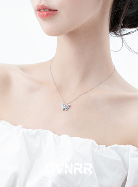 DVNRRs925银夜光可发光蝴蝶项链