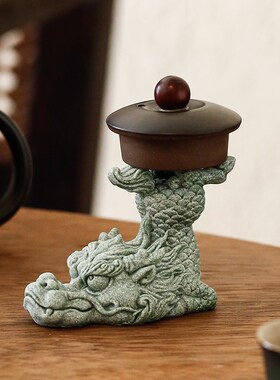 速发青砂石瑞兽麒麟祥龙动物茶宠摆件创意茶道配造饰景装件品