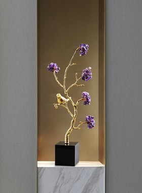 速发轻奢展柜装饰摆厅酒柜黄铜水迁客件乔晶新居送礼高档