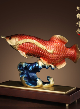 速发金龙鱼摆件客厅家居电视柜酒柜玄关装饰工艺品礼公室店铺业开
