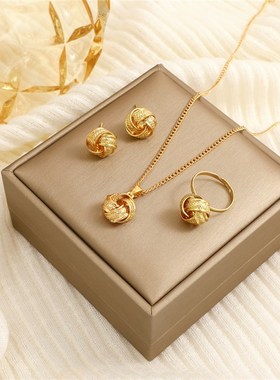 rendy Geometric Gold Color Alloy Metal Twist Lucky Knot Earr