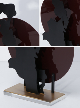 新中式亚克力金属山摆件样板房售楼处酒店大厅玄关书架软装摆设