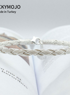 手工编织纯银情侣手链ins小众设计感女生首饰男生日礼物送女朋友