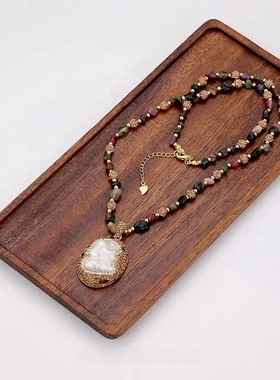 天然巴洛克异形项链法式新款毛衣炼个性镶嵌坠链时尚