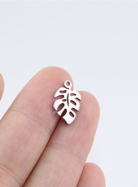10pcs 15*10mm Stainless Steel Pretty Tropical  Leaves Charms