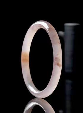 手镯玉条细叮当金丝紫罗兰天然镯子新疆冰种圆玉镯飘花真色和田镯