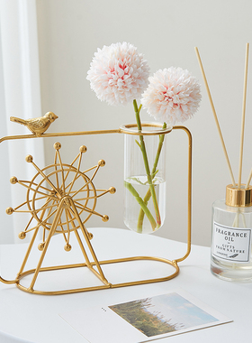 创意摩天轮水培绿植摆件玻璃花瓶客厅办公室桌面装饰品简约现代小