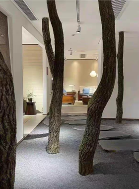 定制带皮大树干北欧风圆木柱子装饰咖啡厅茶室民宿森系造景干树枝