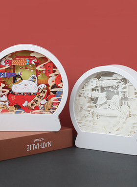 创意女生生日节日礼物客厅卧室床头装J饰摆饰氛围小夜灯纸雕灯