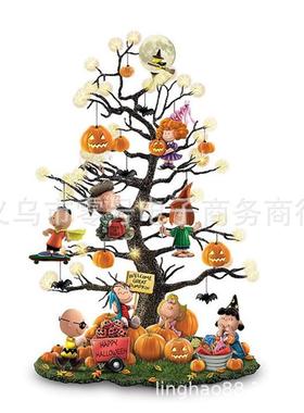 适配独立站 Illuminated Halloween Tree万圣节亚克力卡通树桌面