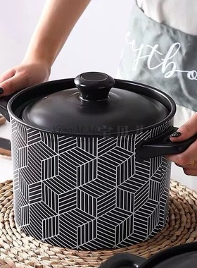 新中式厨房摆设陶瓷砂锅样板房厨房摆件厨具汤锅组合摆件软装搭配