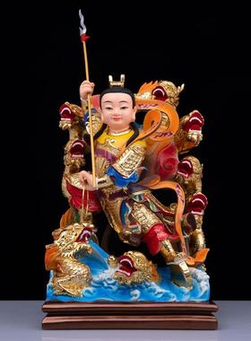 4寸三头六臂哪吒三太子神像护法将军中坛元帅双轮九龙太子像摆件