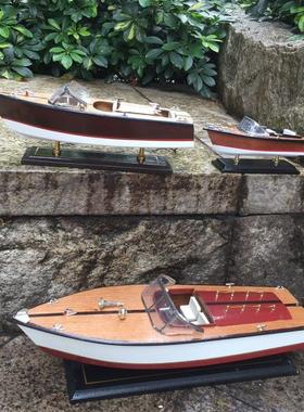 木制快艇游艇模型工艺船装饰品办公室摆件一帆风顺礼品