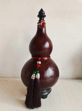 天然生长葫芦制作工艺品摆件纯手工编织绳精致流苏送底座可摆可挂