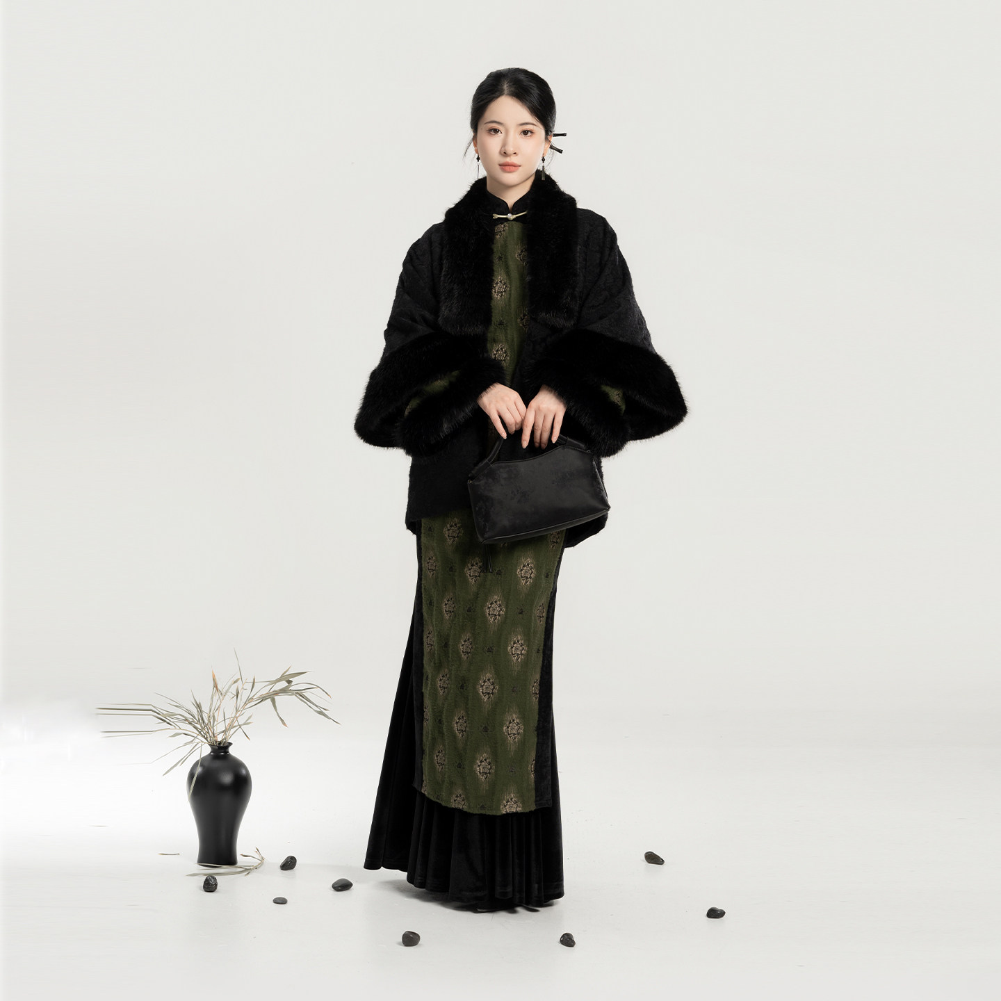 织造司[砚时]新中式合领半臂袄提花绒外套上衣百搭高领毛衣马面裙,淘宝优惠券,粉丝福利购,淘宝优惠卷