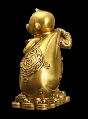 吉祥纯铜猴子摆件风水p猴吉祥物 十二生肖猴摆设铜猴摆件背钱袋猴